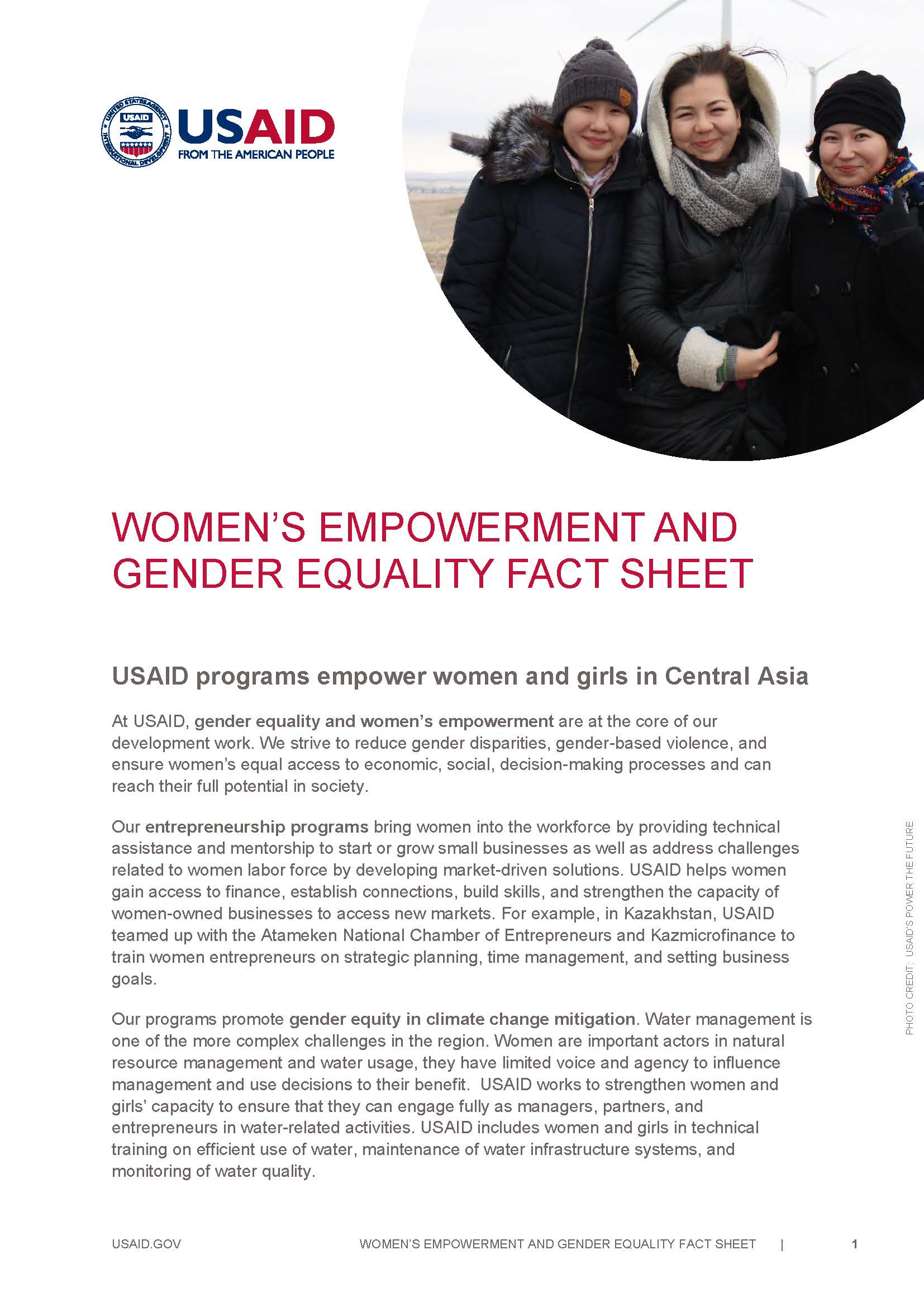 Women's Empowerment and Gender Equality Fact Sheet