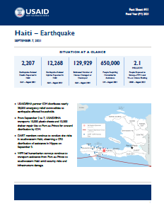 09.07.2021 - USAID-BHA Haiti Earthquake Fact Sheet #11