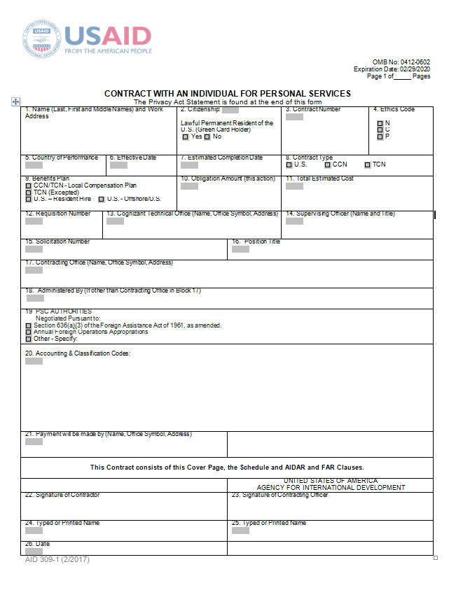 AID 306-1 (Participating Agency Program Agreement)