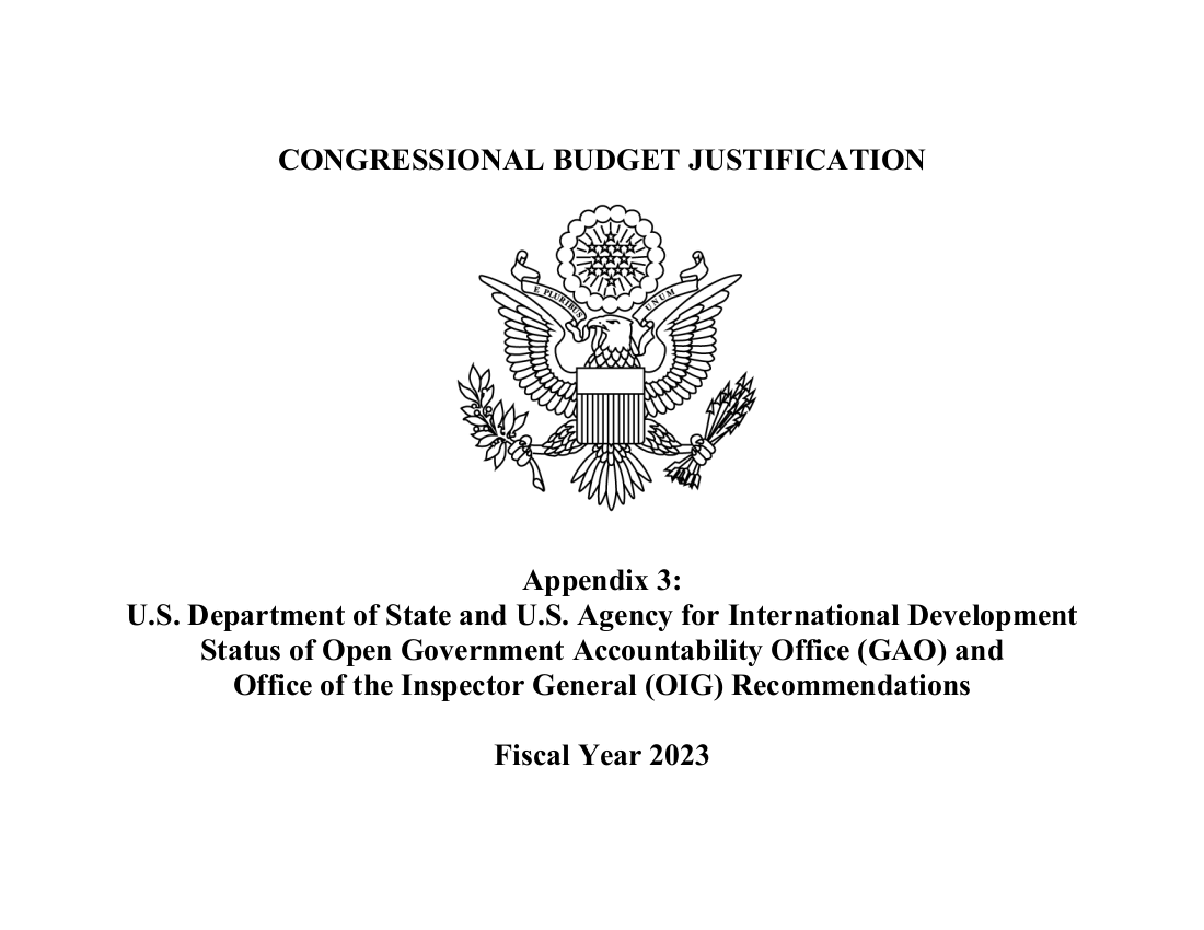 U.S. Department of State and USAID Status of Open GAO and OIG Recommendations