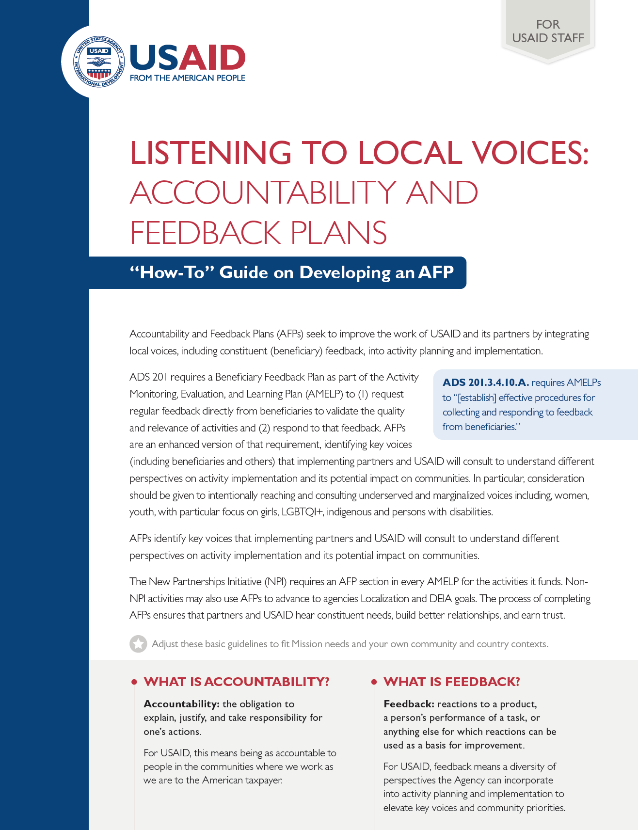 Listening to Local Voices: Accountability and Feedback Plans