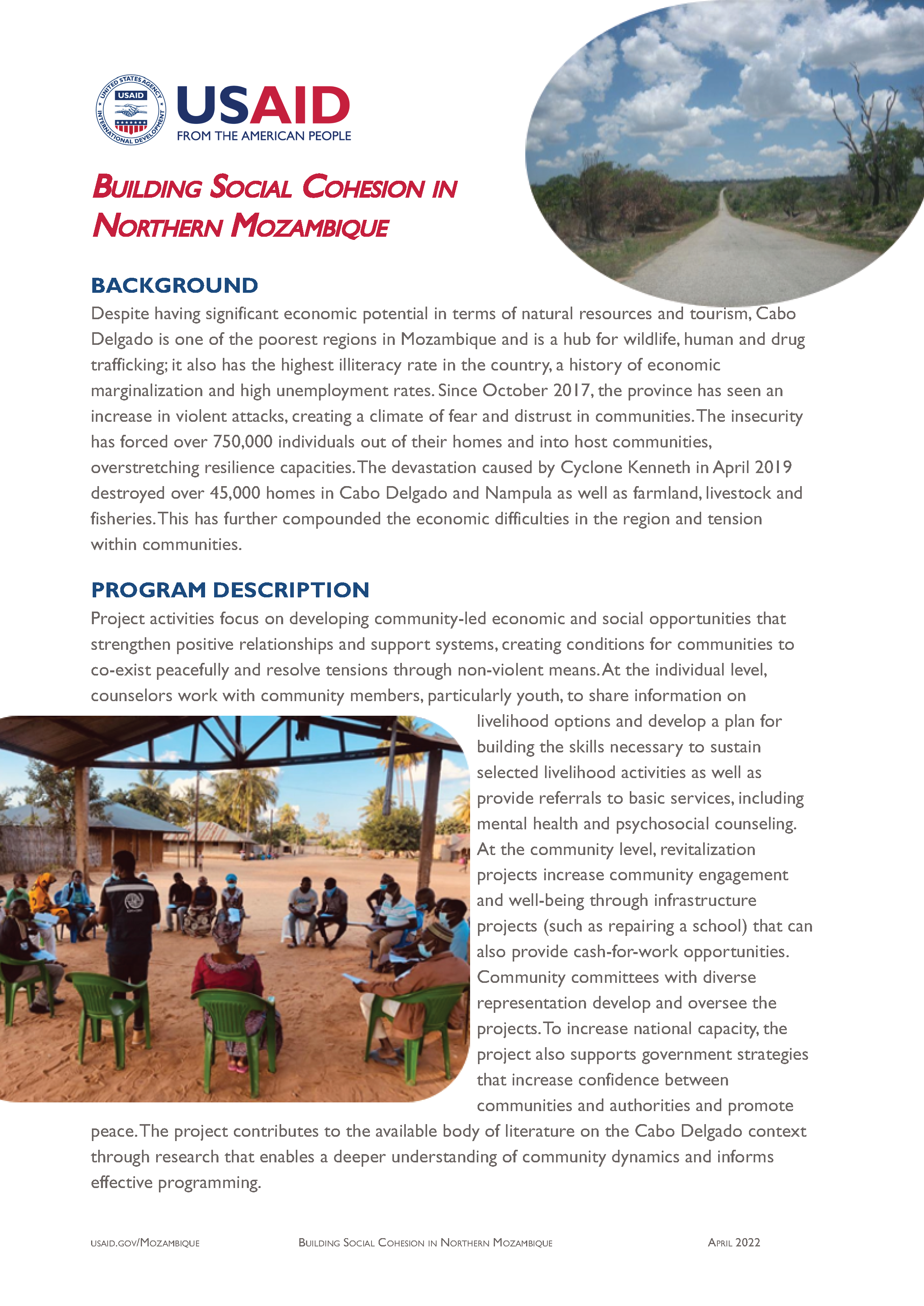 Building Social Cohesion in Northern Mozambique - Fact Sheet