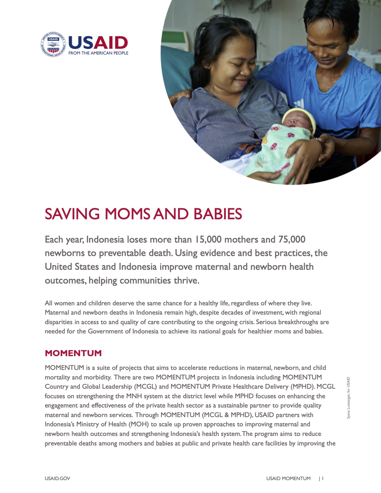 USAID MOMENTUM: Saving Moms and Babies