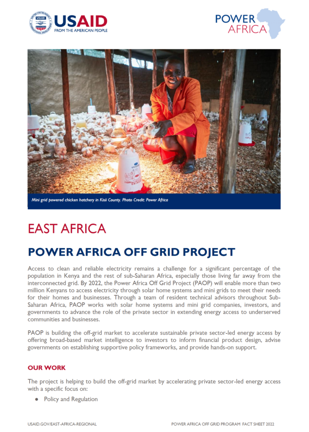 Power Africa Off Grid project fact sheet