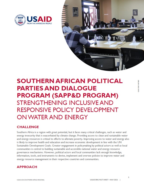 Southern African Political Parties and Dialogue Program Fact sheet 