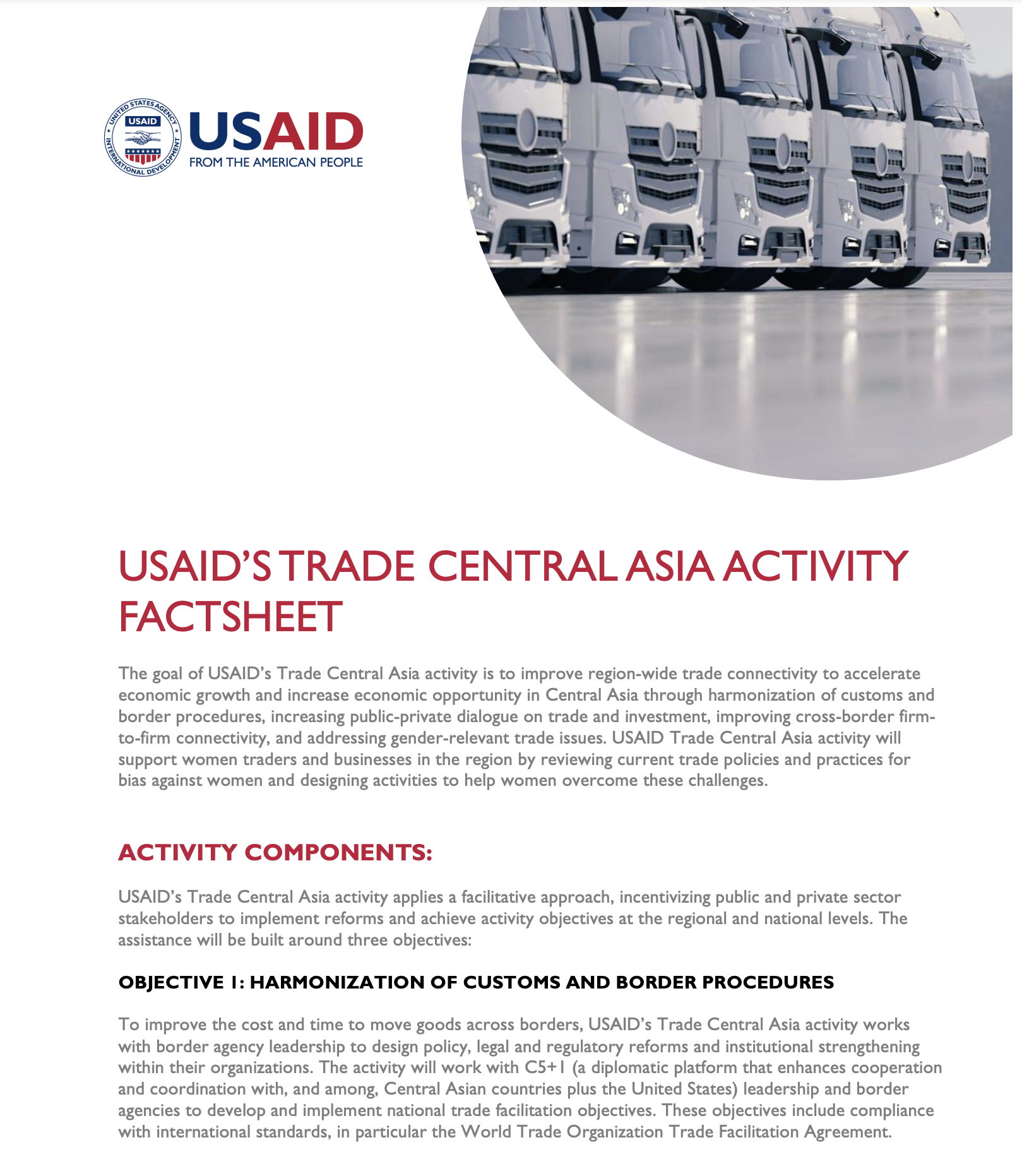 USAID’s Trade Central Asia Activity Fact Sheet