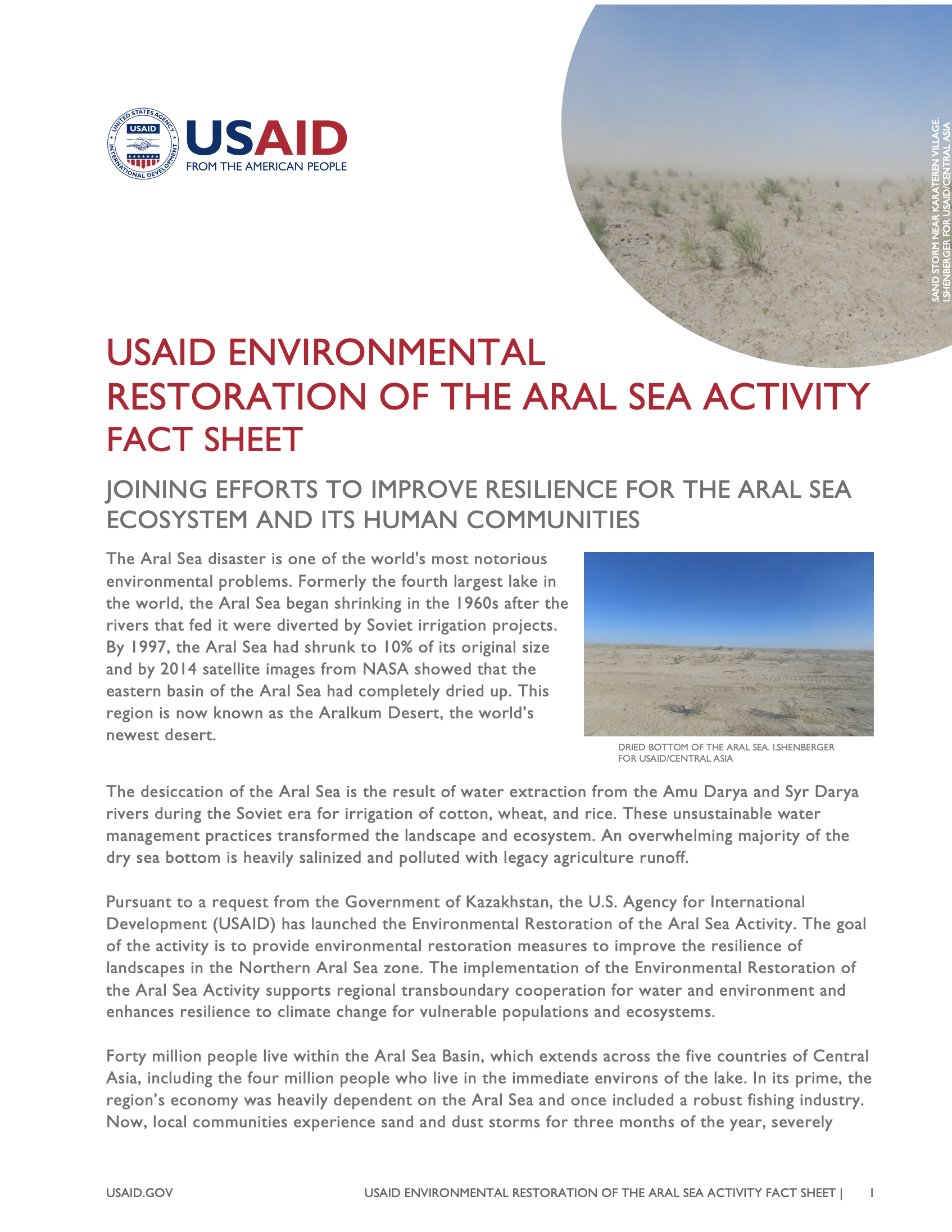 USAID ENVIRONMENTAL RESTORATION OF THE ARAL SEA II 