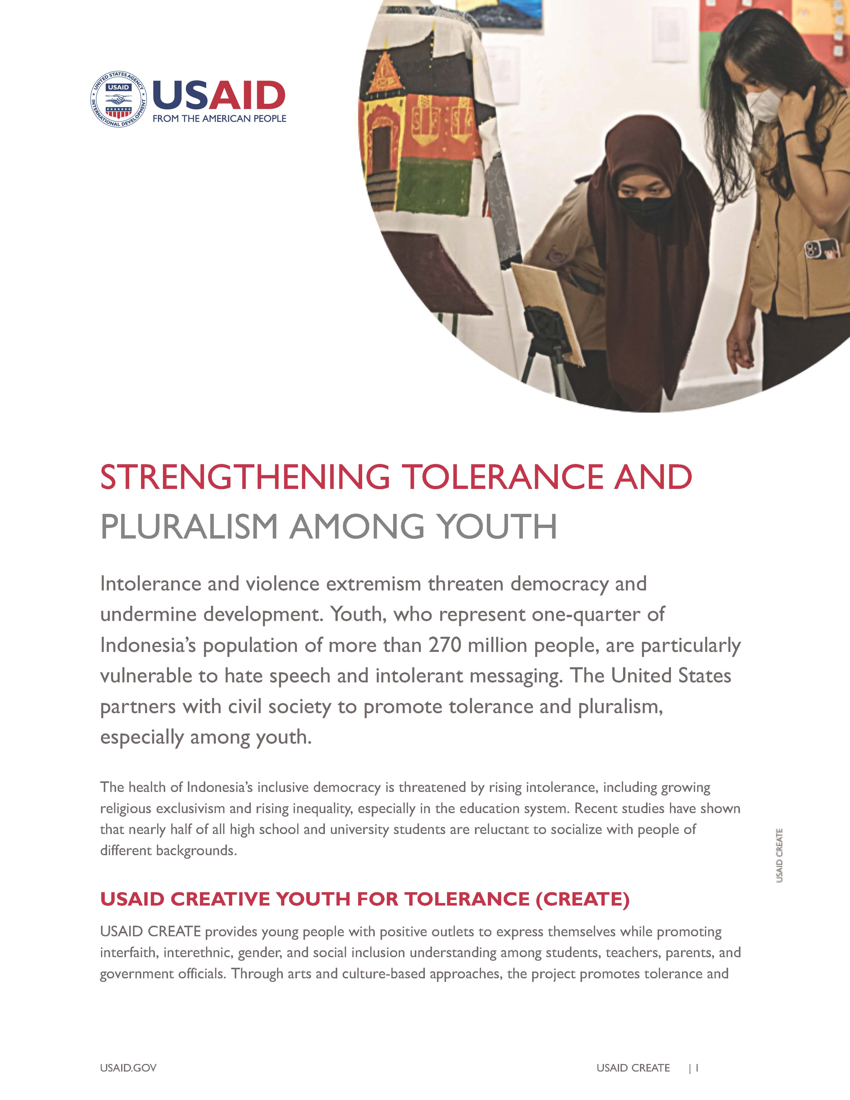 USAID CREATE: Strengthening Tolerance and Pluralism Among Youth