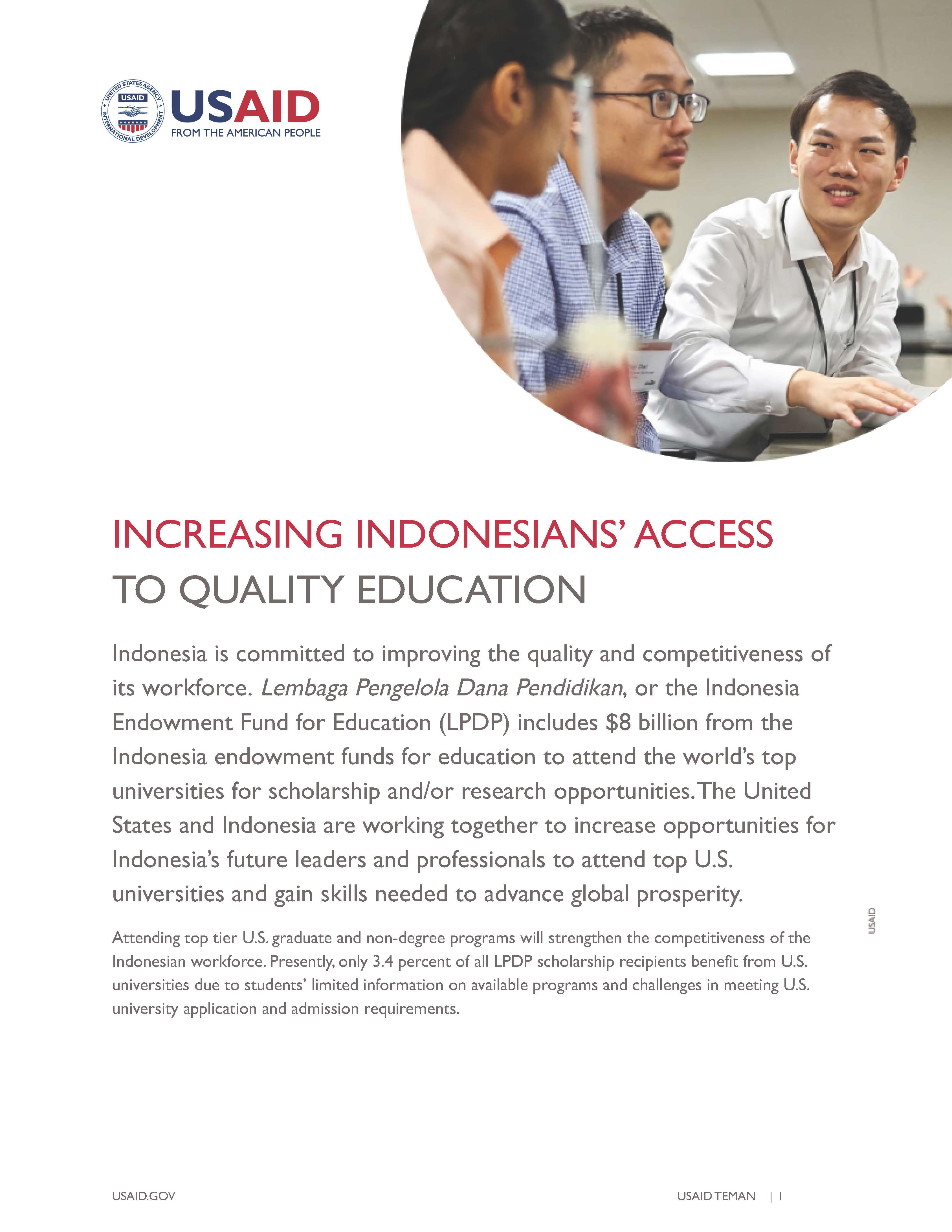 USAID TEMAN: Increasing Indonesians’ Access to Quality Education