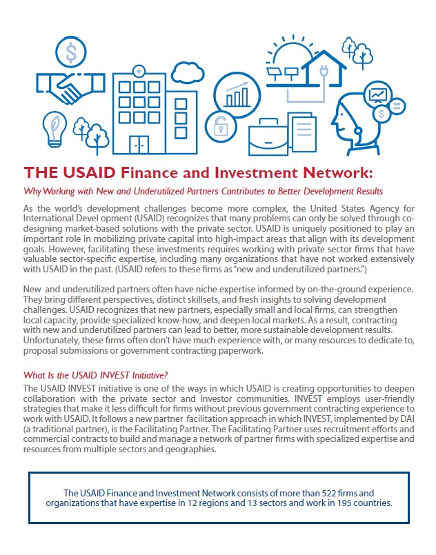 The USAID Finance and investment network: Engaging the private sector for better development results