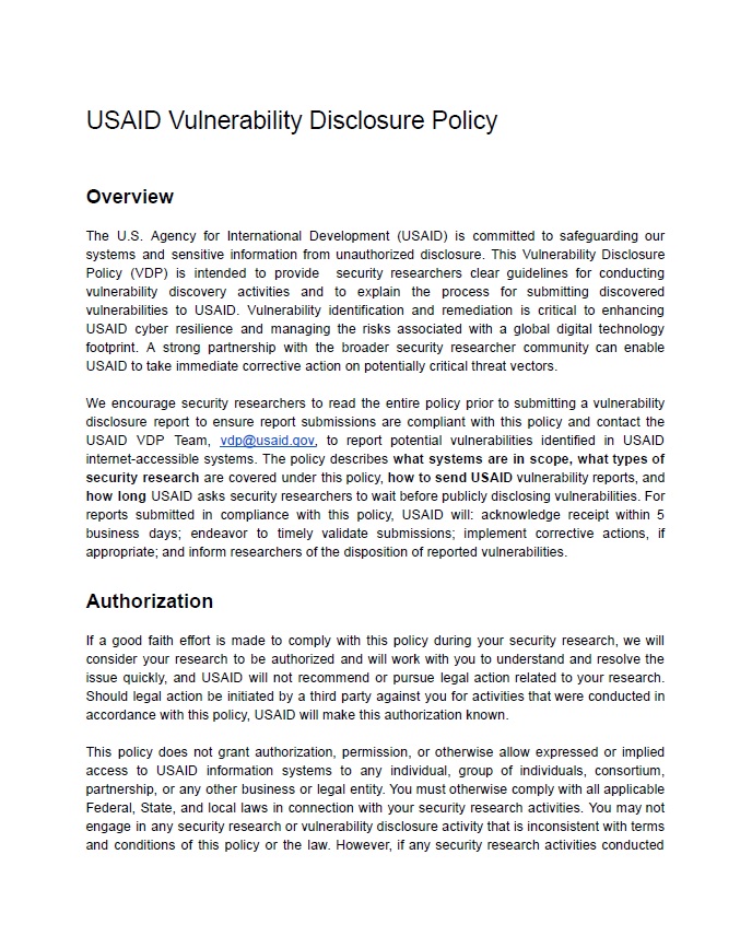 Vulnerability Disclosure Policy 1.9