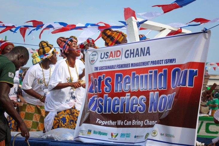 Women celebrating during a fisheries festival in Elmina.