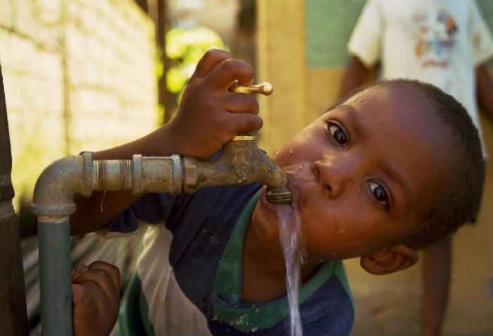 Boy drinking water