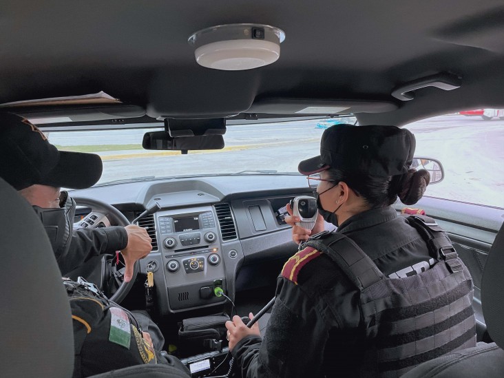  Police officers patrolling in Nuevo León, México. 