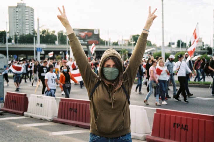 Pro-democracy protest in Belarus.