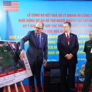 U.S. Ambassador to Vietnam Daniel J. Kritenbrink and Vietnam's Vice Minister of National Defense Senior Lieutenant General Nguyễn Chí Vịnh hear a briefing on the progress of the Dioxin Remediation at Bien Hoa Airbase Area project.